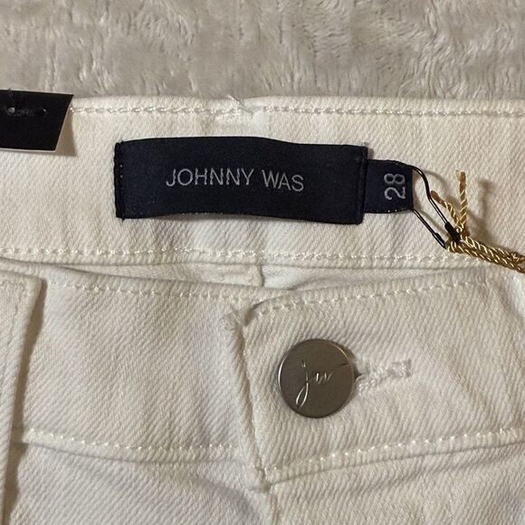 Johnny Was Marseille Baby Boot Ankle Crop Jeans White Women's Size 28 NWT - Picture 7 of 16